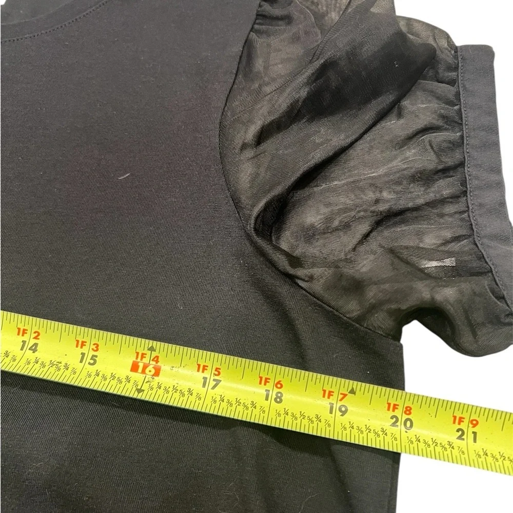 Madewell Black Tee with Sheer Sleeves - Picture 5 of 8